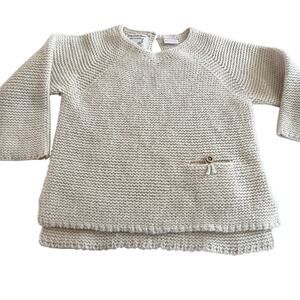 Zara Girls Cream Pearl Knit Sweater size 18-24 months